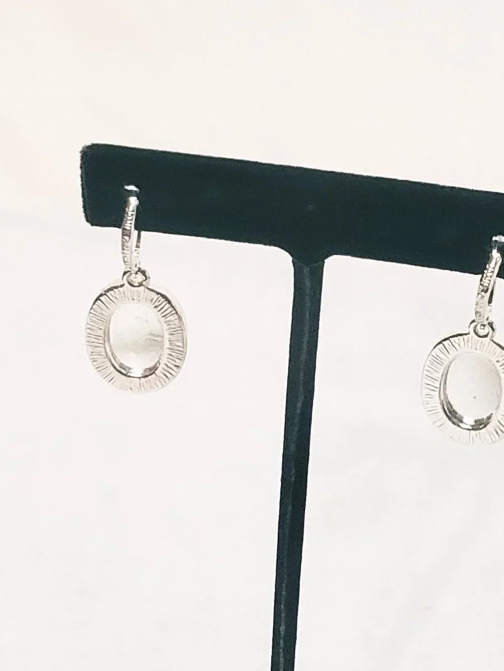 Facetted Faux Citrine Orange Dangle Oval Earrings 3/4